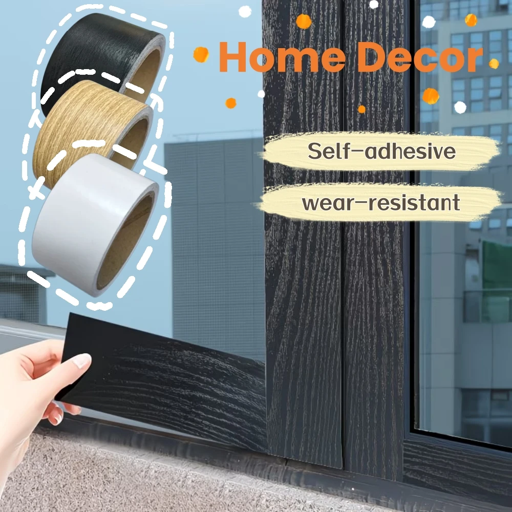 1pc 10mX1/1.5/2/3/5cm PVC Wood Grain Edge Banding Tape, Self-Adhesive Furniture Edge Trim,Peel and Stick Veneer Edging Strip