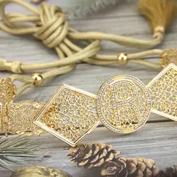 Sunspicems Gold Color Algeria Morocco Caftan Belt R Waist Chain Hand Rope Tassels Girdle Arabic Bridal Jewelry Banquet Jewel