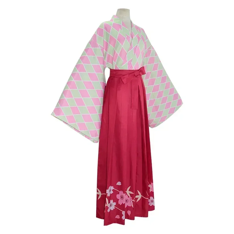 Kanroji Mitsuri Cos Anime Dämonen töter Cosplay Kostüme Mitsuri Kanroji Kimono mit Perücke Halloween Karneval Kleid für Frauen Mädchen