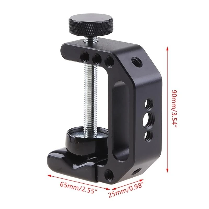 090F Photography C-Clamp Desktop Clip Mount Holder Stand with 1/4" 3/8" Thread Hole