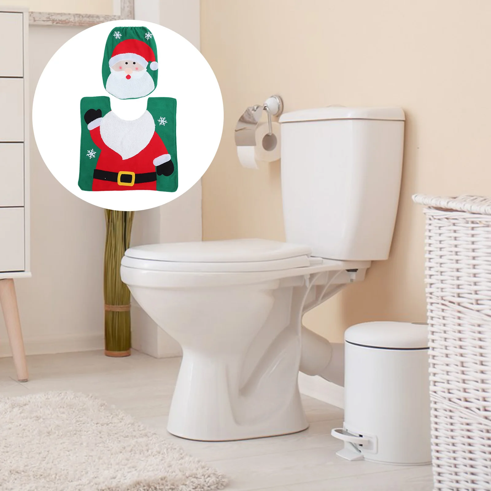 

Toilet Cover Christmas Decorations Mats Seat Decorative Floor Pad Cushion Carpet