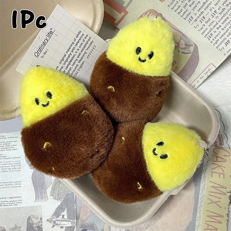 Kawaii cozido batata doce pingente de pelúcia bonito batata doce brinquedo de pelúcia chaveiro mochila pendurado encantos carro chaveiro presentes do miúdo