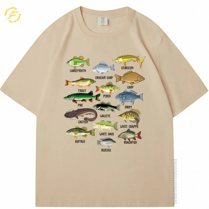 

Clothes For Man Fishin Shirt Types Freshwater Fish Funny Bass Dad Graphic Oversized T-Shirt Fisher T-Shirts Men's TShirt Cotton
