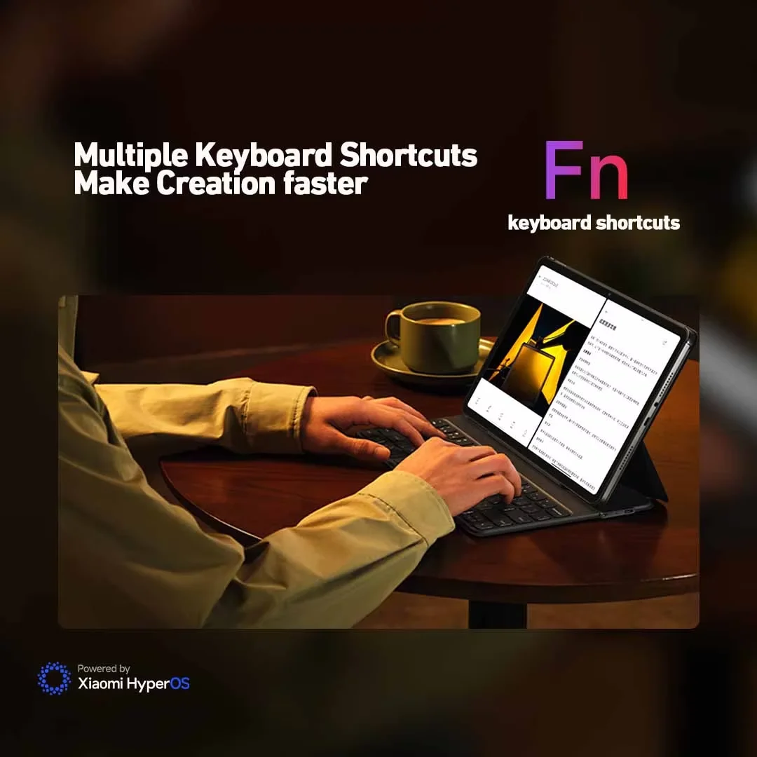 Original Keyboard Case for Xiaomi Redmi Pad Pro, 64 Keys with Stylus Holder 760H Standby 1.3mm Travel Shortcut Keys
