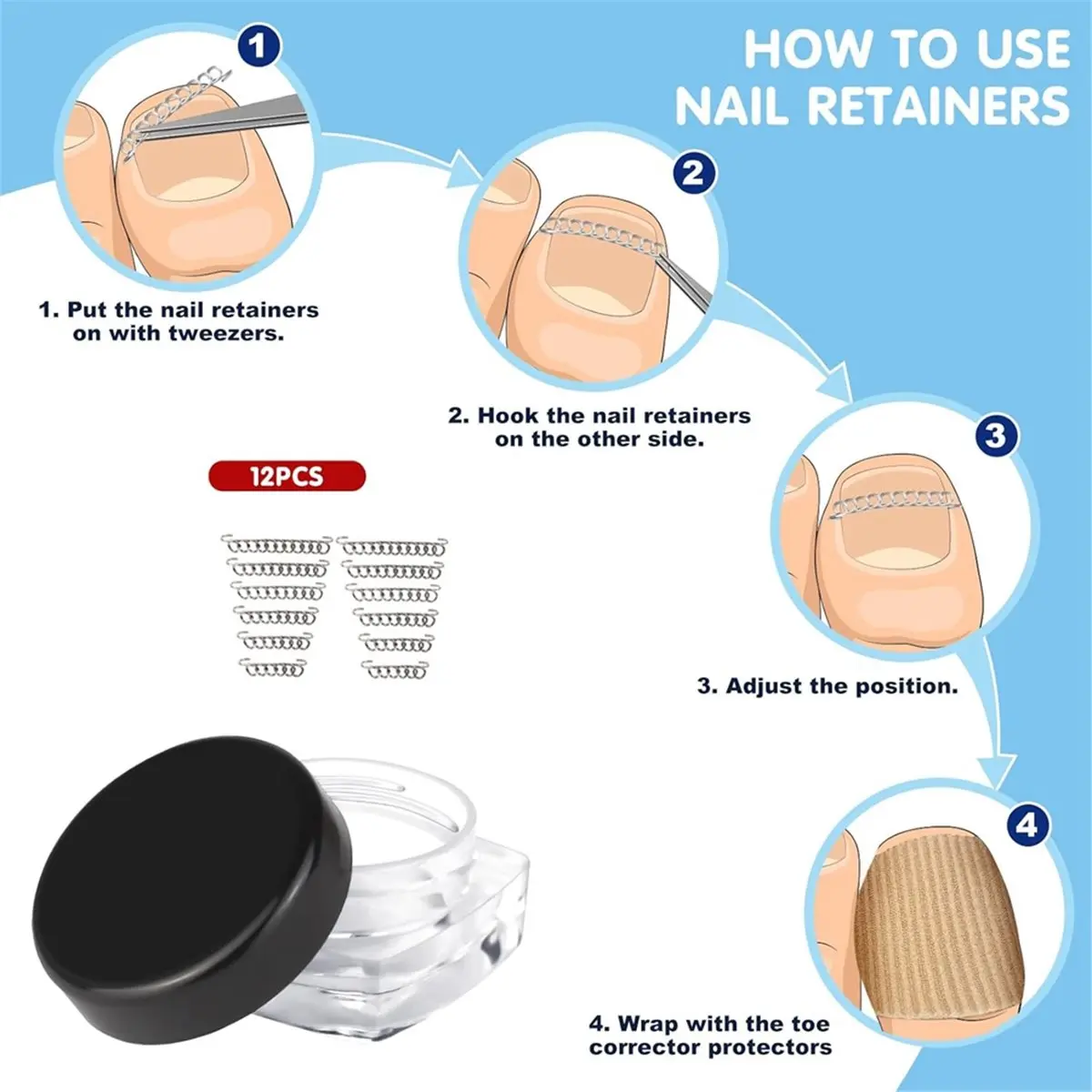 (PQWN) Ingrown Toenail Removal Kit, Professional Ingrown Toenail Treatment Includes Ingrown Toenail Corrector, Tweezer Set