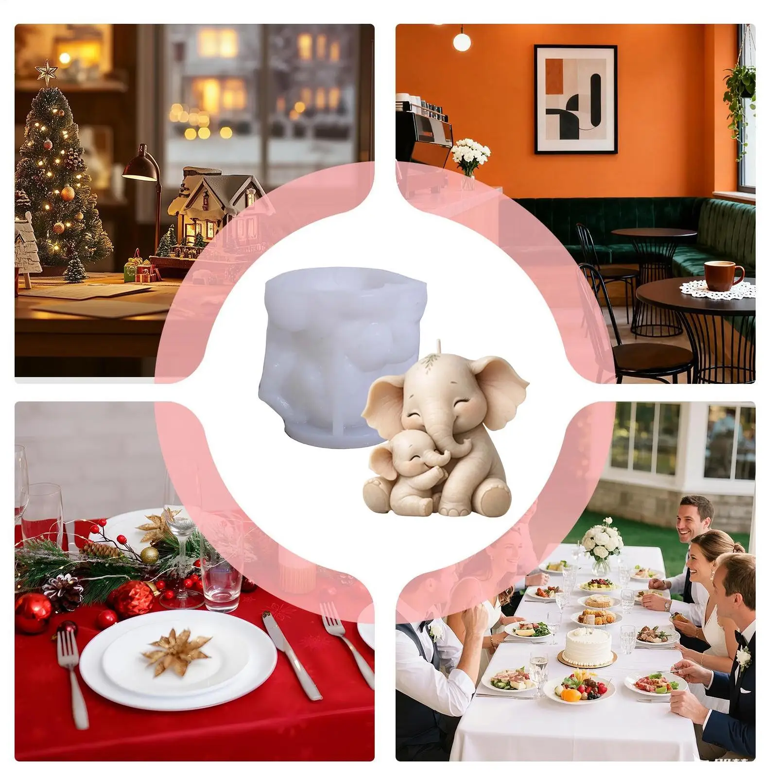 

Силиконовая 3D-форма для свечей в виде слона, милая декоративная форма для мыловарения, для Дня благодарения, праздников, дней рождения, офисов, дома, комнат