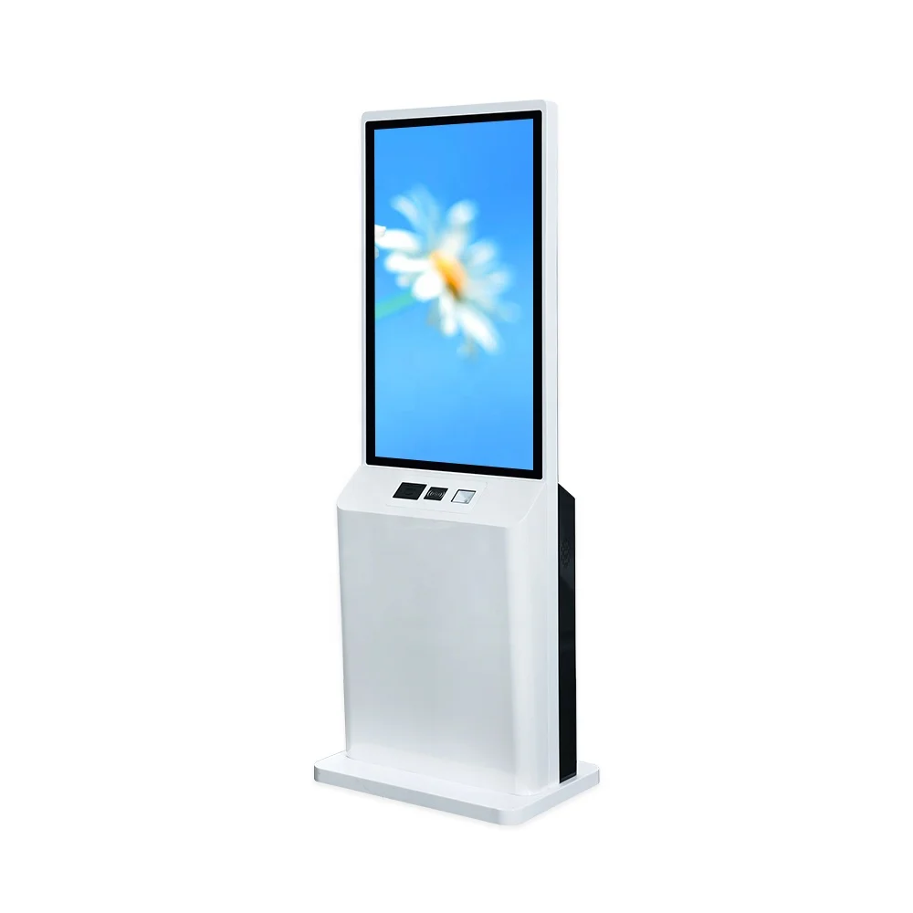 Stable Campatibility 21.5 32 43 Inch Floor Stand Self Service Ordering Outdoor Information PC Payment Kiosk With Ticket Printer