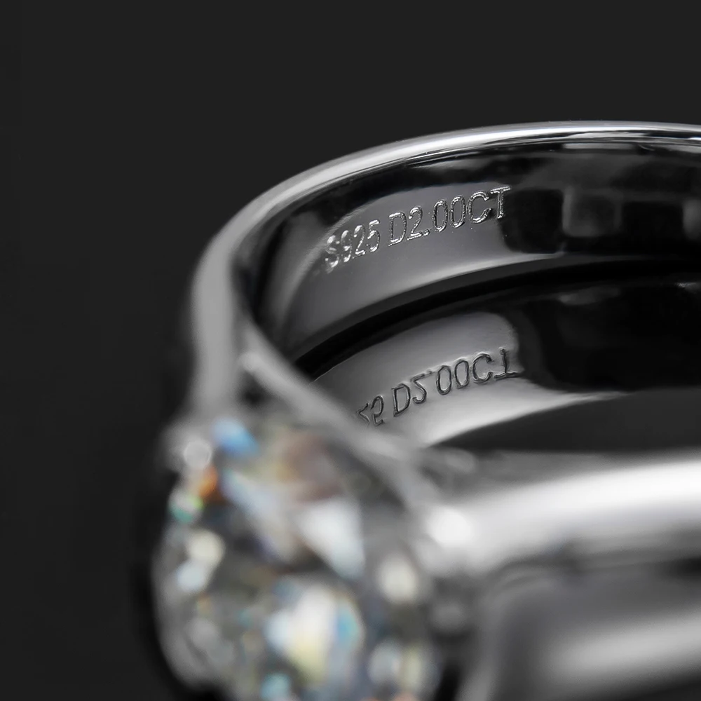 Halaile Solitaire Ring 2CT Moissanite S925 Sterling Silver for Men Women Wedding Plated 18K Lab Diamond Classic Jewelry Rings