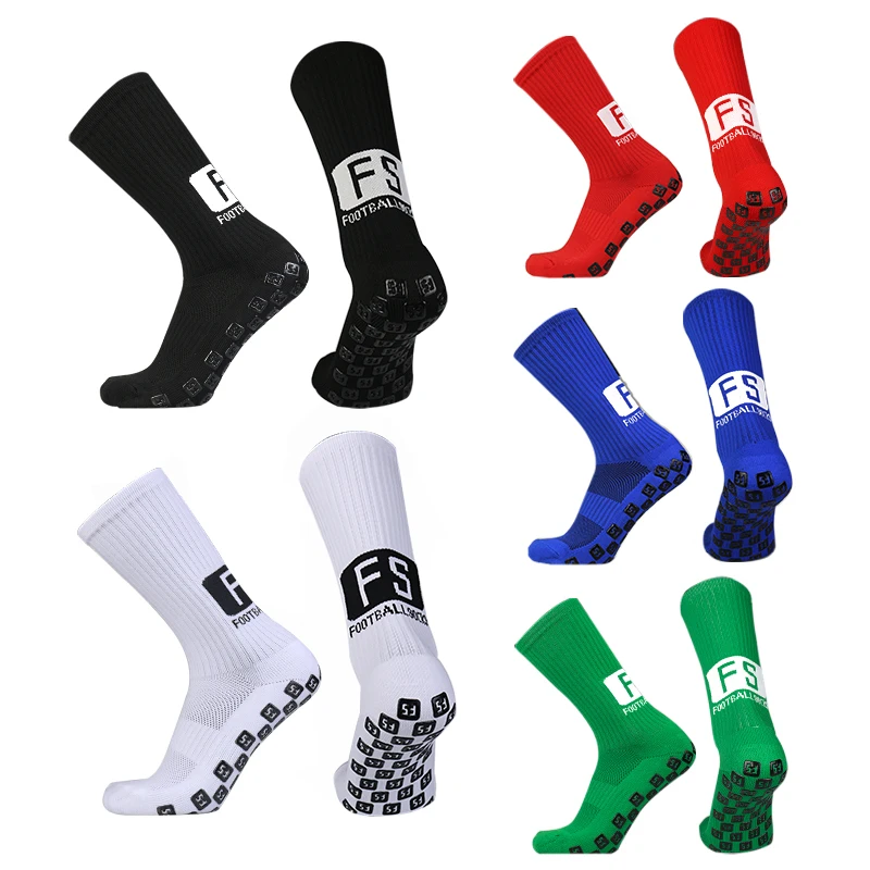 

2023 New Men Women Square FS Pattern soccer Socks Breathable Sports Silicone Non slip Grip Football Socks calcetines hombre