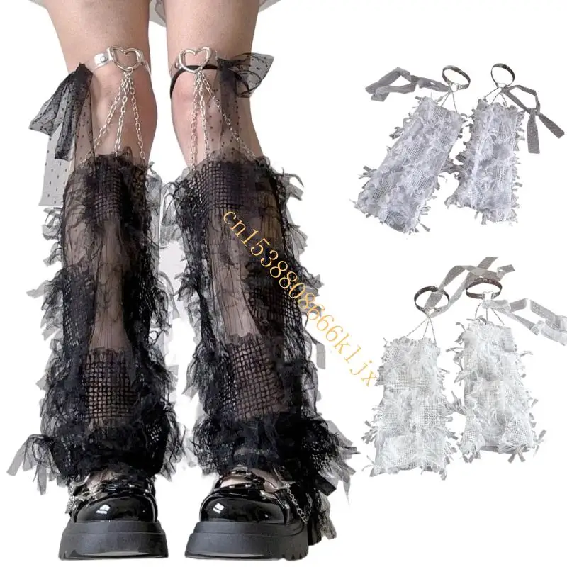 

Women's Lace Leg Warmer Flared Boot Cuffs Summer Mesh Leg Sleeves 90s Costumes 066C