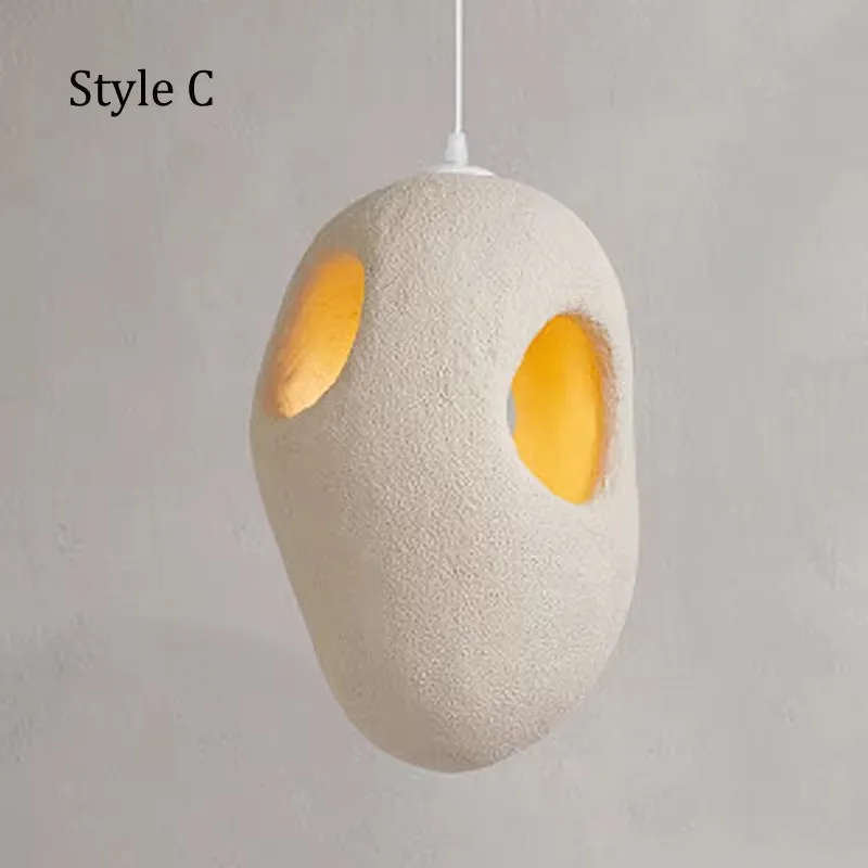 New Style Wabi Sabi Beige Porous Shape Pendant Lamp for Living Room House Bedroom Bedside LED Light Suspension Chandelier Lustre view 6