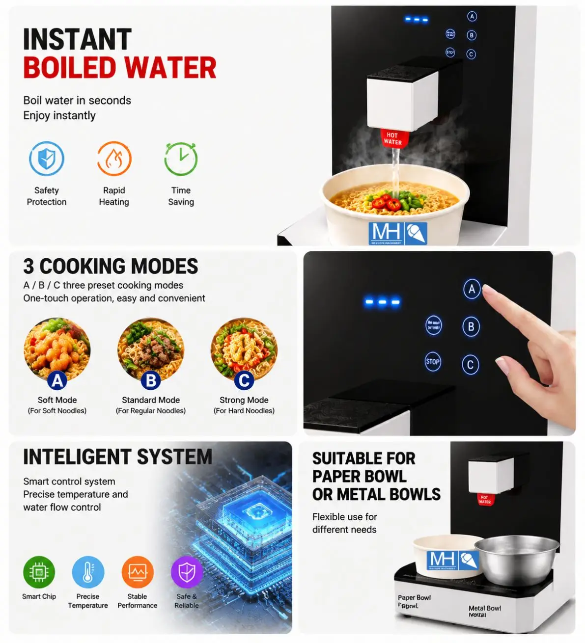 ZESHENG Factory-Multi Functional Electric Hot Pot Instant Noodle Pot, Single Person Small Rice Cooker
