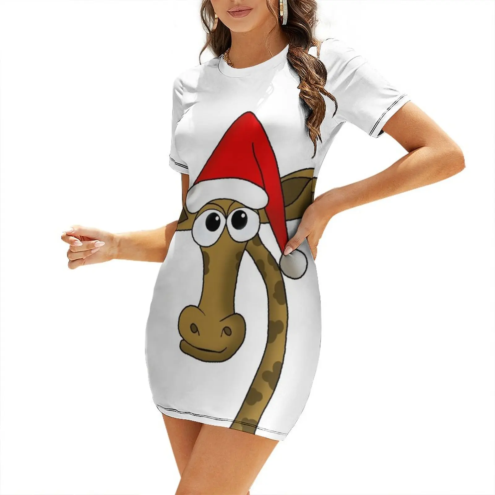 

Christmas giraffe Short-Sleeved Dress luxury evening dress woman for wedding dress for women summer womens clothing