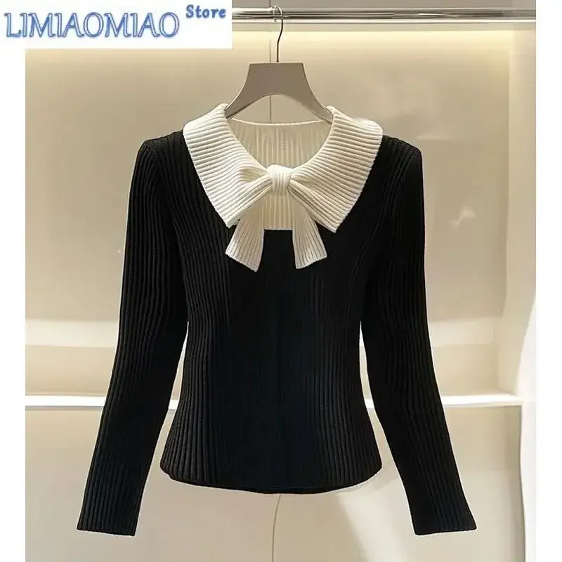 

New Chic Knitted Sweater Beautiful Design Niche High Quality Long Sleeves Simple Sweet Beauty Autumn Winter Top Are Worn Outside