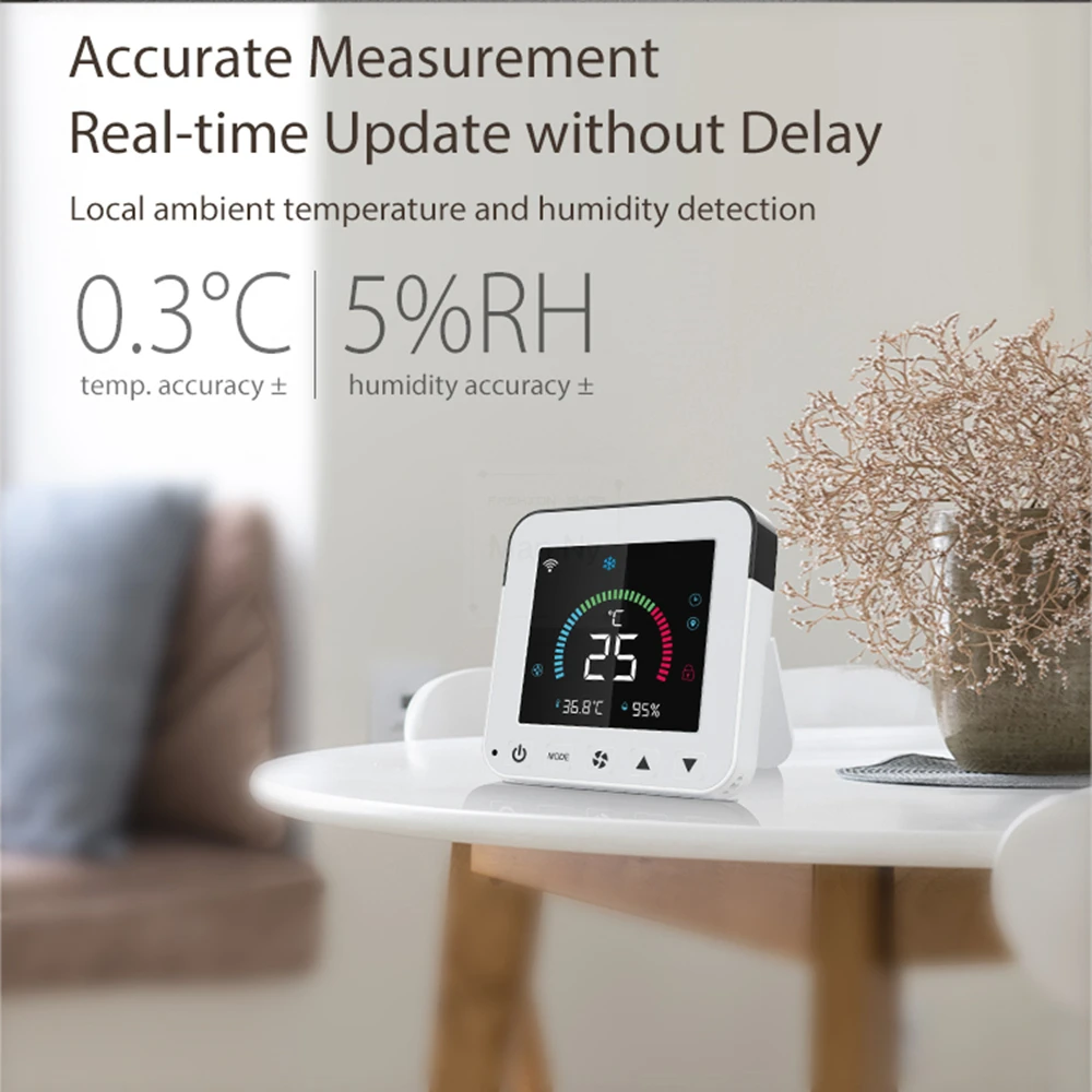 Smart Thermostat Tuya WiFi AC Air Conditioner IR Temperature Humidity Infrared USB Power LCD Control Touch Screen Google Home