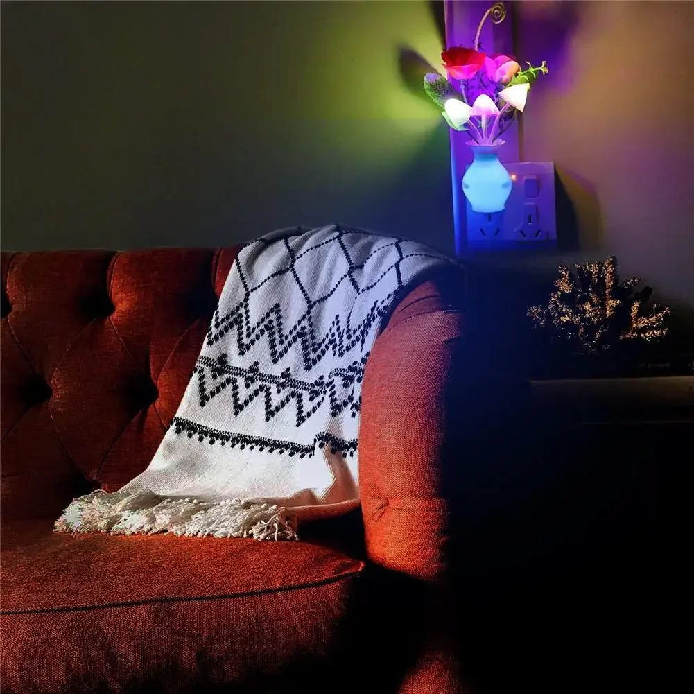 0.5 ワット LED ナイトライト自動センサー省エネローズフラワーキノコプラグインランプ寝室浴室リビングルームキッチン