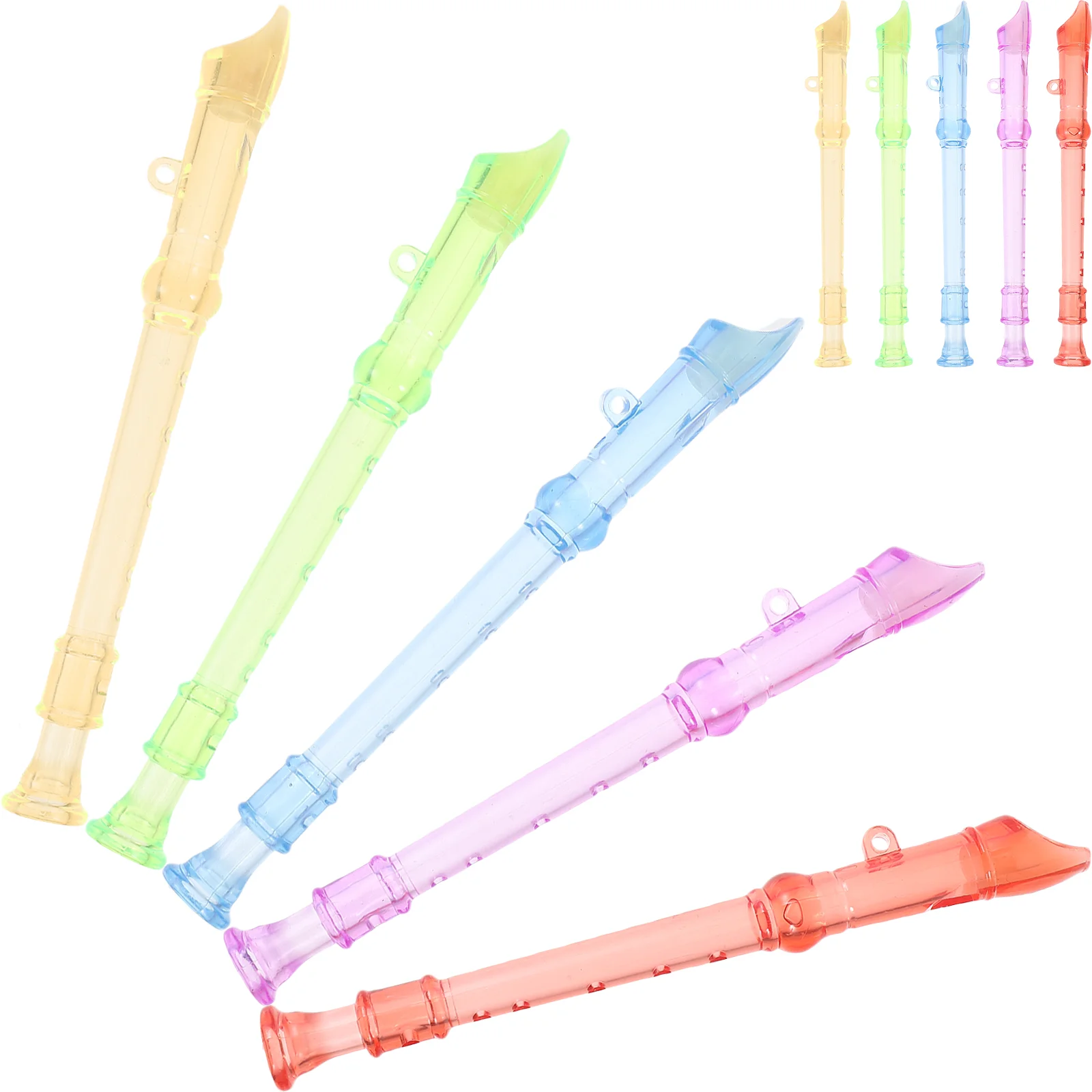 10 Pcs Transparent Small Flute for Early Childhood Education Recorder Instrument Kids Mini Plastic Toys Children 6 Holes