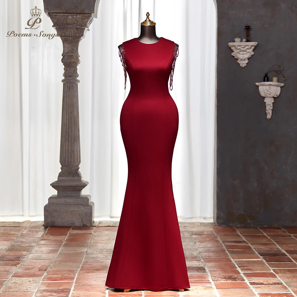 Customized Burgundy Satin Mermaid Evening Dress Floor-Length Bodycon Party Gown Formal Prom Wear for Women vestidos de fiesta