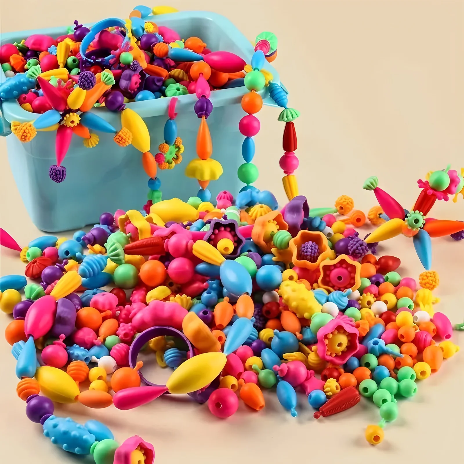 Zestaw do samodzielnego tworzenia biżuterii dla dziewczynek z koralików, kreatywny zestaw do robienia naszyjników, bransoletek i pierścionków DIY, idealny prezent na Boże Narodzenie i urodziny.