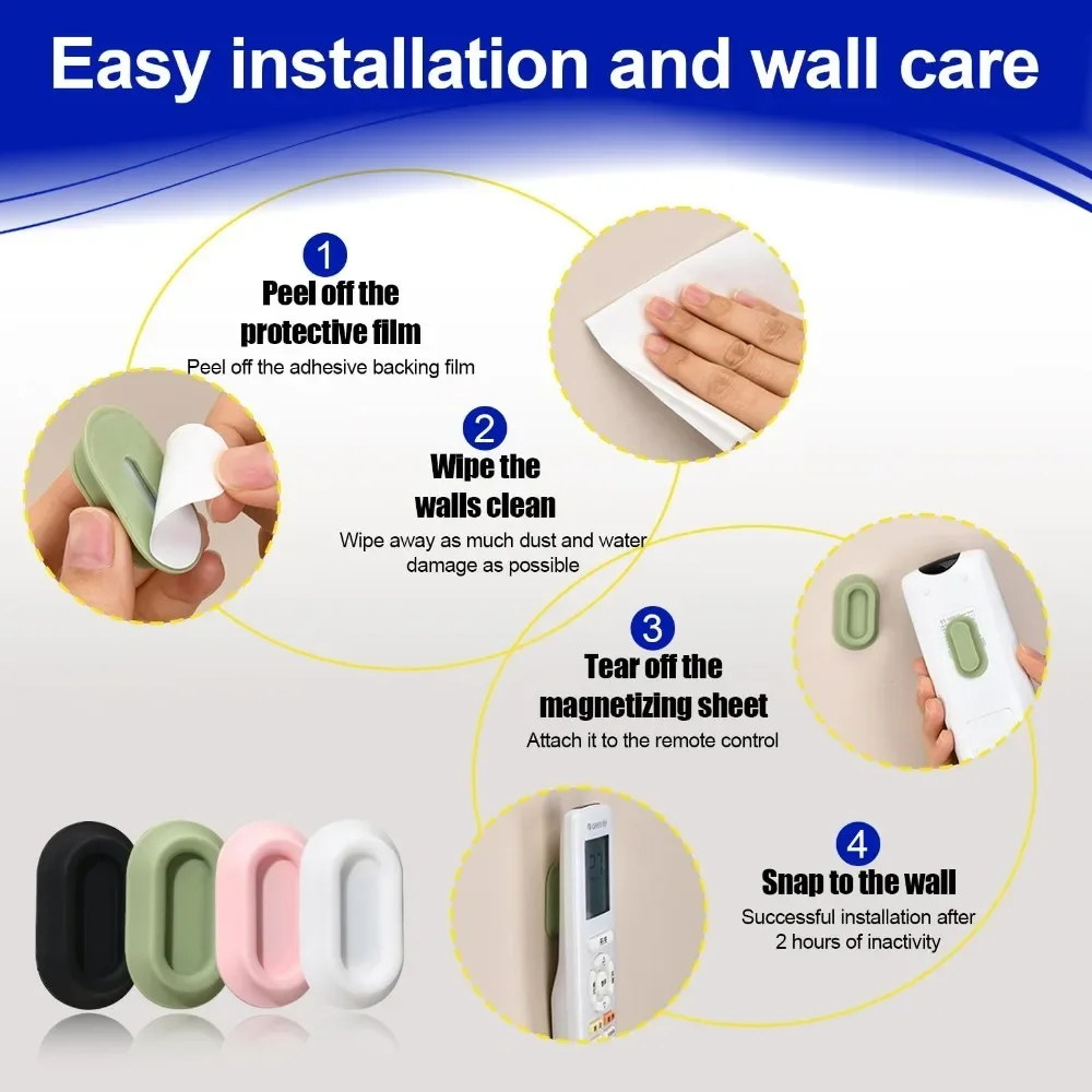 4pcs Magnetic Remote Control Holder Strong Self-Adhesive Wall Mount Bracket TV Conditioner Remotes Universal Household Organizer