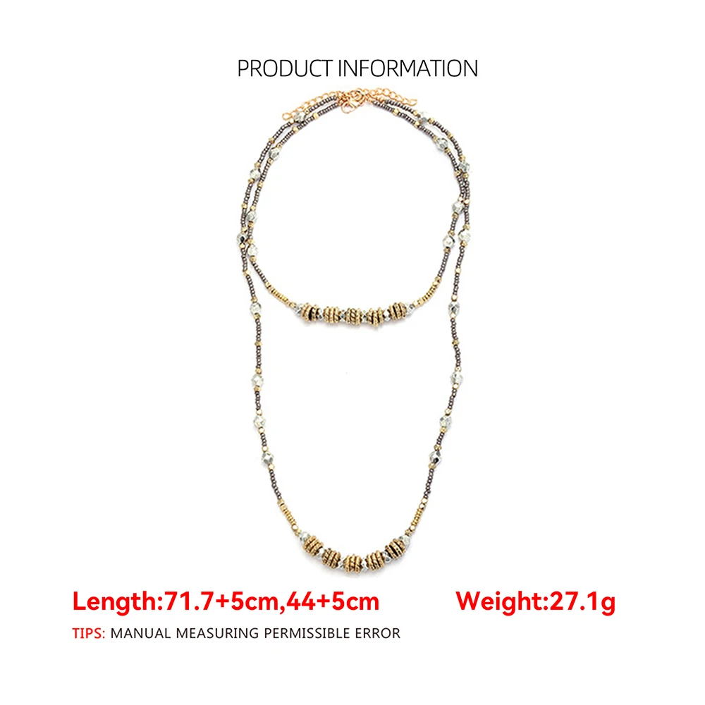 Bohemian Multi Layer Beaded Choker Necklace for Women Vintage Handmade Ethnic Style Statement Jewelry Neck Gifts