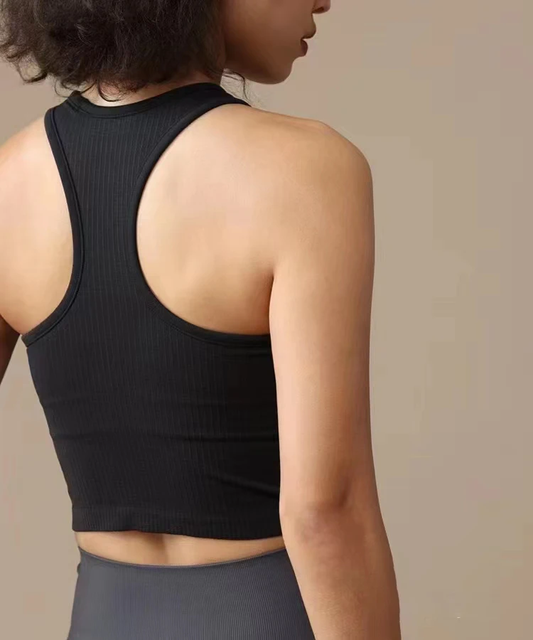 LULU FLORA H-shaped sleeveless backless outdoor chest cushion with bare feel, high waist quick drying sports vest with ribbed