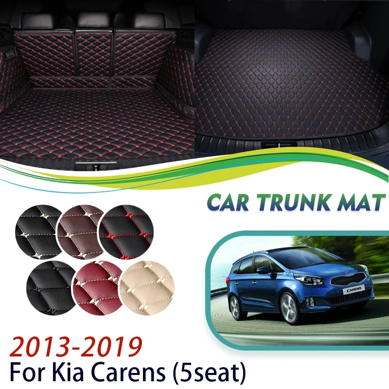 Car Rear Trunk Mats Fit For Kia Carens Rondo RP MK3 2013~2019 Anti-dirty Storage Cover Leather Cargo Carpet Rug Auto Accessories