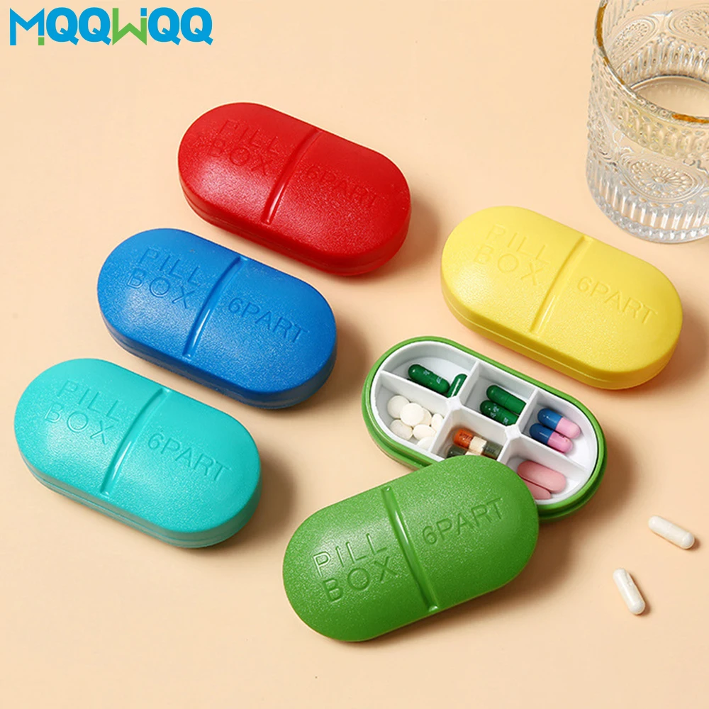 

1PCS Small Pill Case with 6 Compartments, Delicate Daily Pill Box for Purse, Pill Organizer Container for Vitamins,Fish Oil