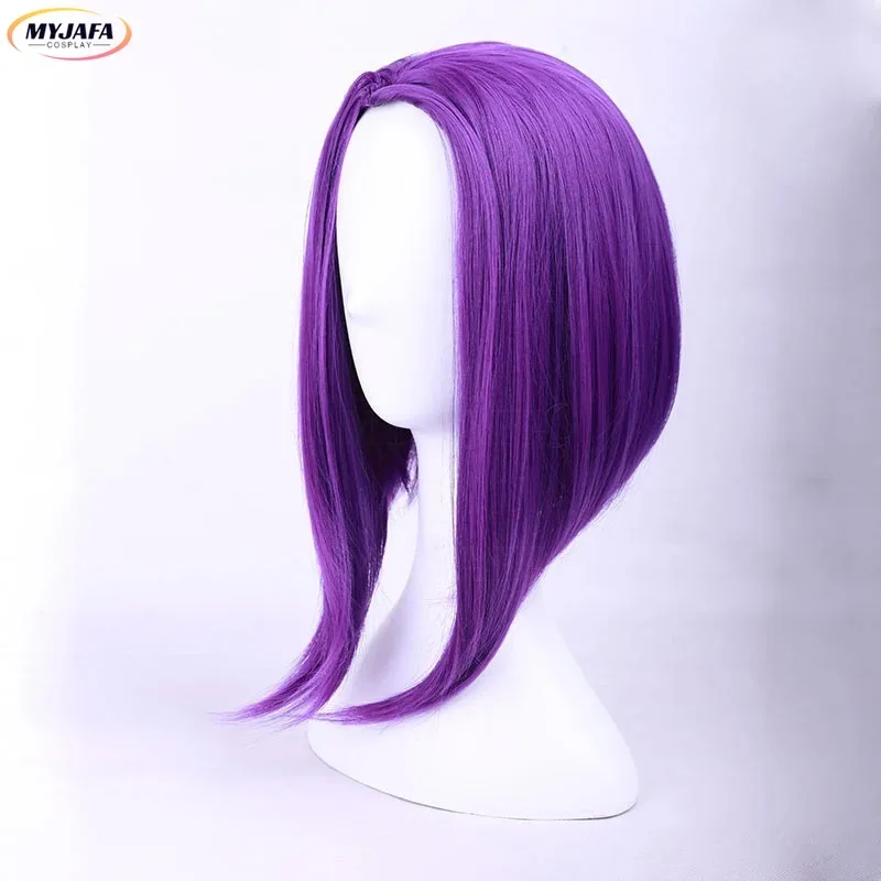 111 www alta qualidade anime raven perucas roxo curto resistente ao calor cabelo sintético perucas cosplay + peruca boné