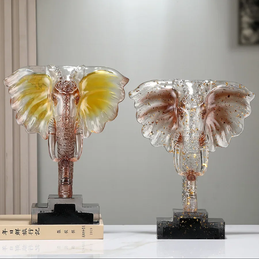 

U2 Resin Handicrafts Simulation Animal Sculpture Crystal Elephant Transparent Elephant Ornaments Home Decoration Accessories