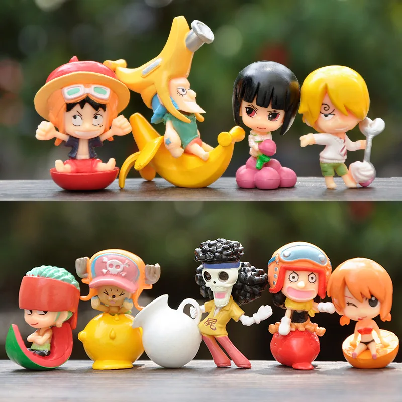 

9Pcs Anime One Piece Series Doll Straw Hat Luffy Small Action Figures Toys DIY Micro Landscape Ornaments