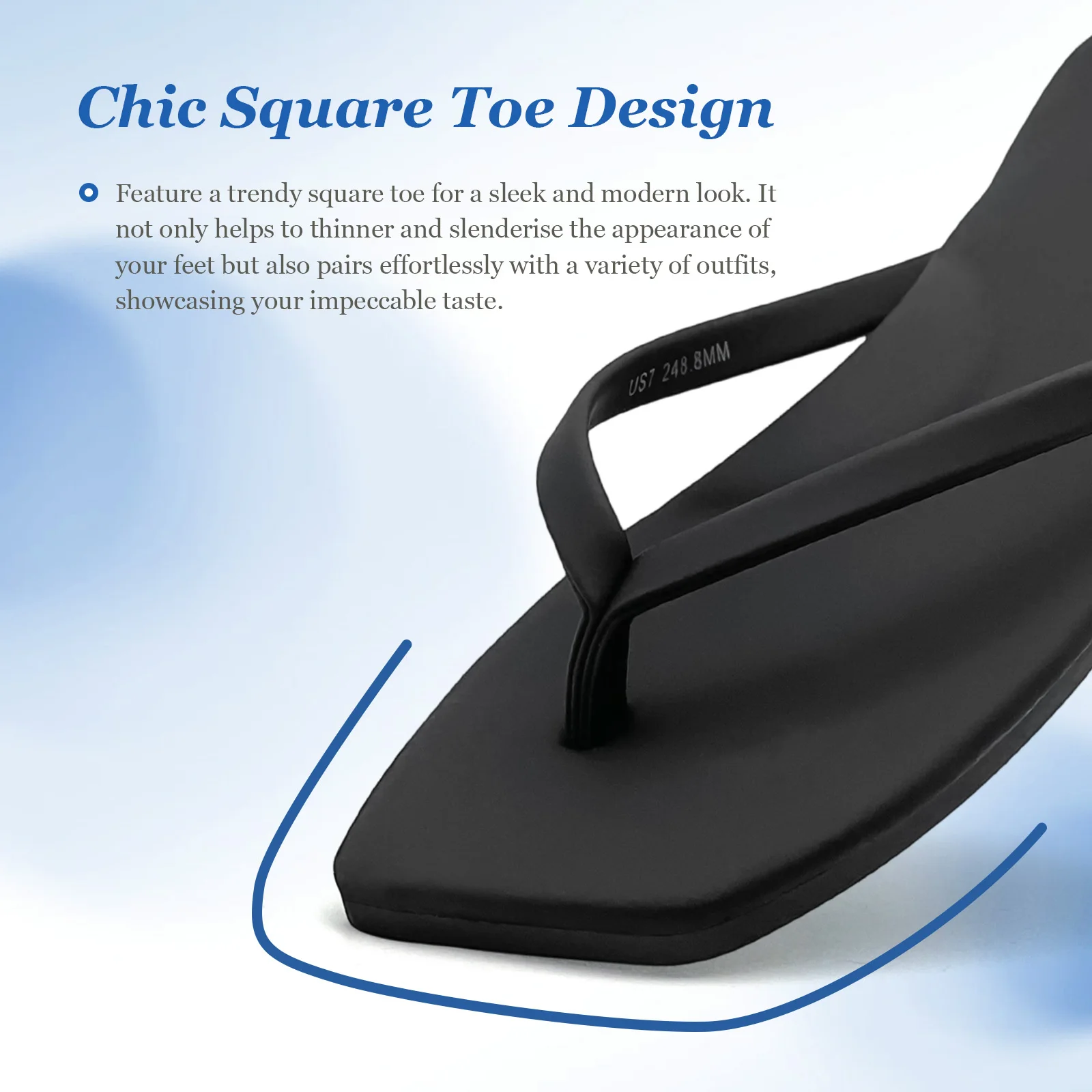 Women Square Toe Flat Flip Flops Summer Casual Thong Sandals Beach Shoes