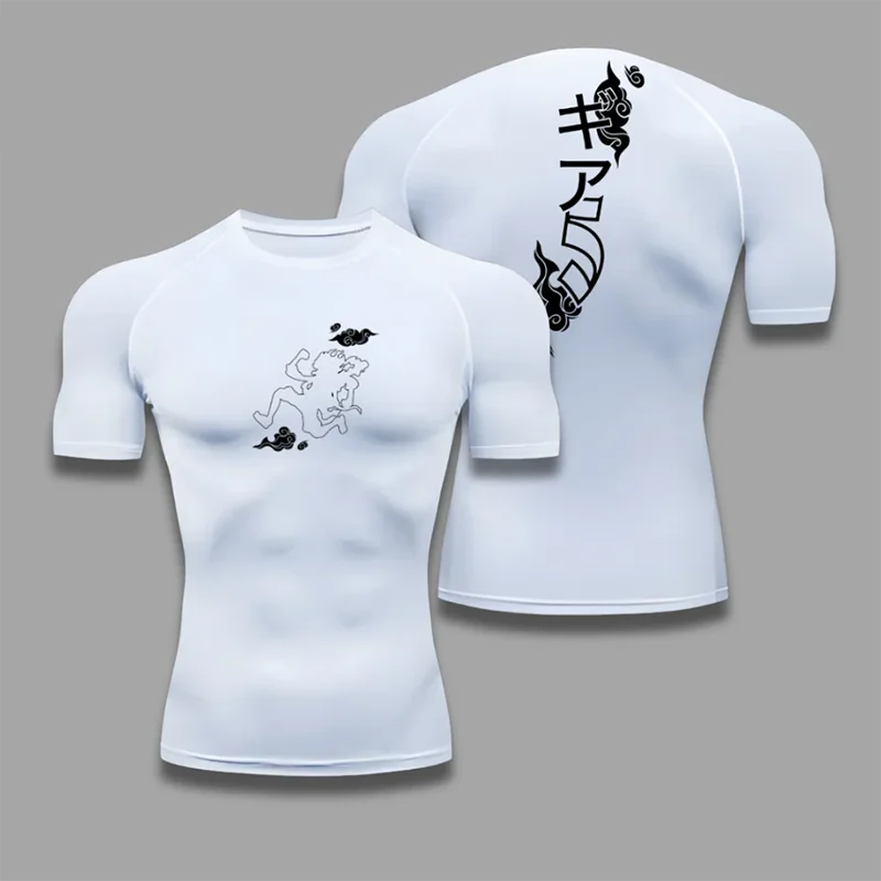Kaus Kompresi Kaus Olahraga Lari Pria Kaus Lengan Pendek Atasan Pakaian Binaraga Pakaian Olahraga Gym Cepat Kering