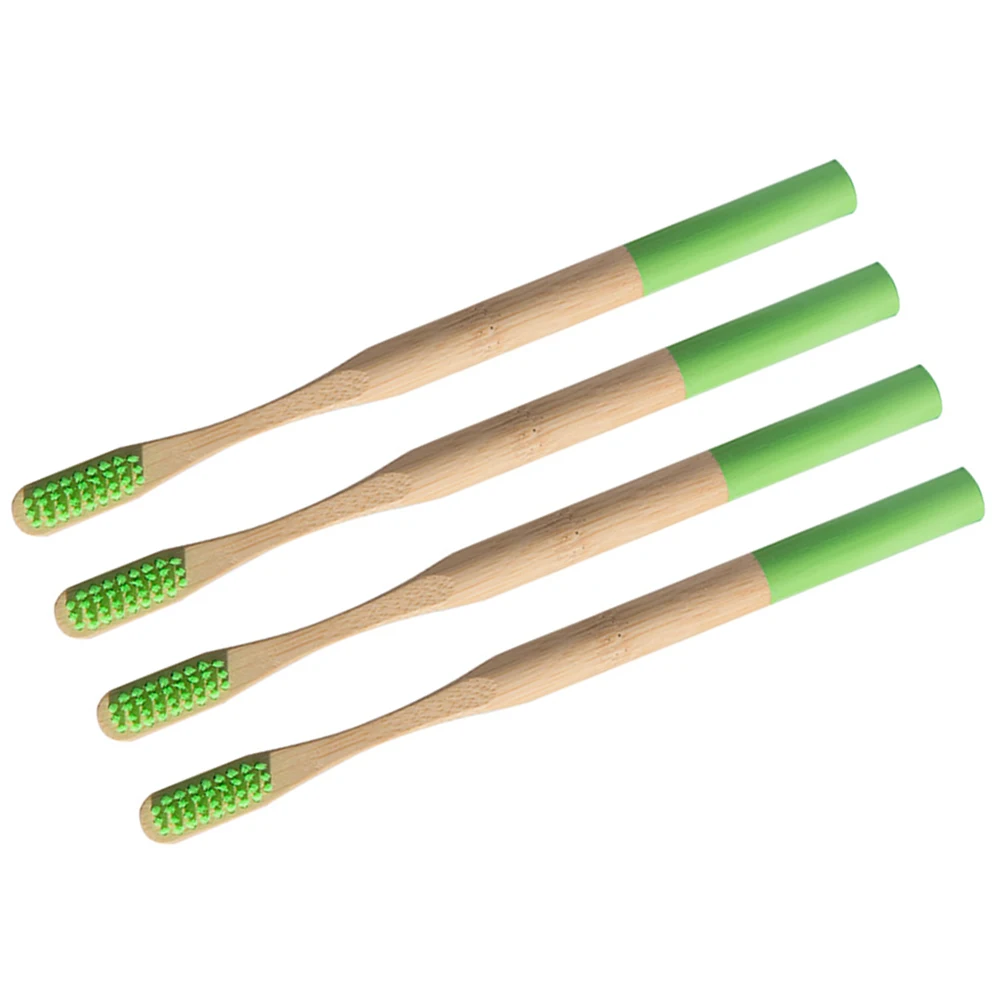 

4Pcs Bamboo Toothbrush Biodegradable Eco Friendly Durable Toothbrushes Long Handle Comfortable Grip Oral Care Bamboo Toothbrush