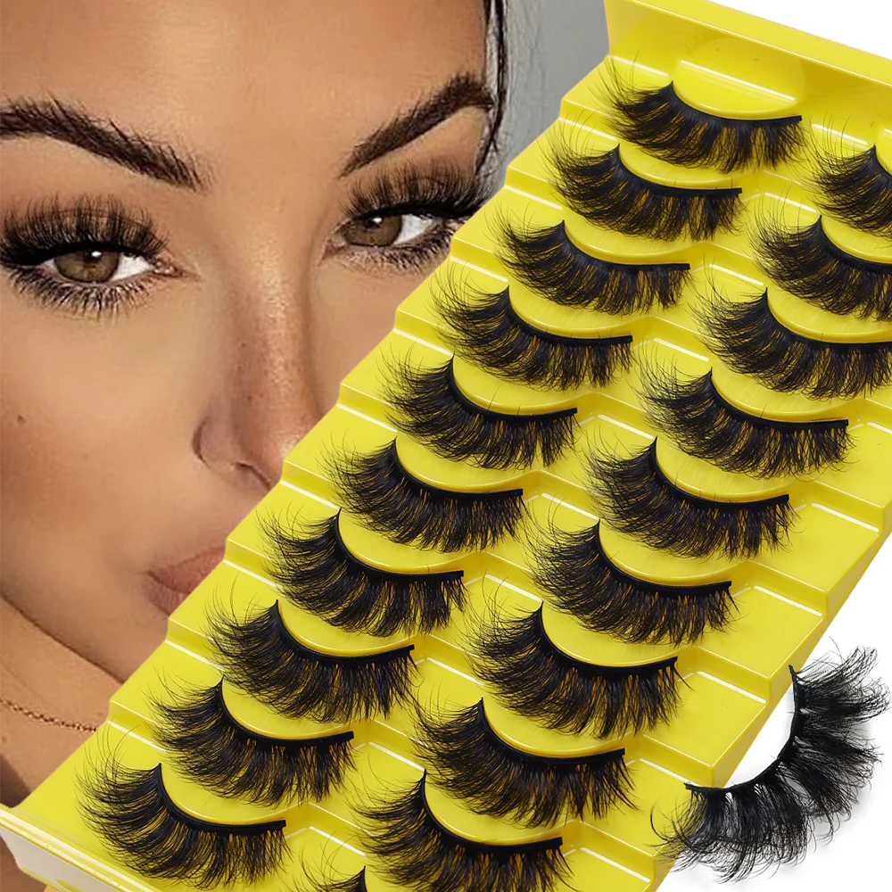 10 paires d'une seule pièce, style de cheveux explosifs européens et américains, épais, utilisation quotidienne sur scène, grands yeux, tige noire, faux cils