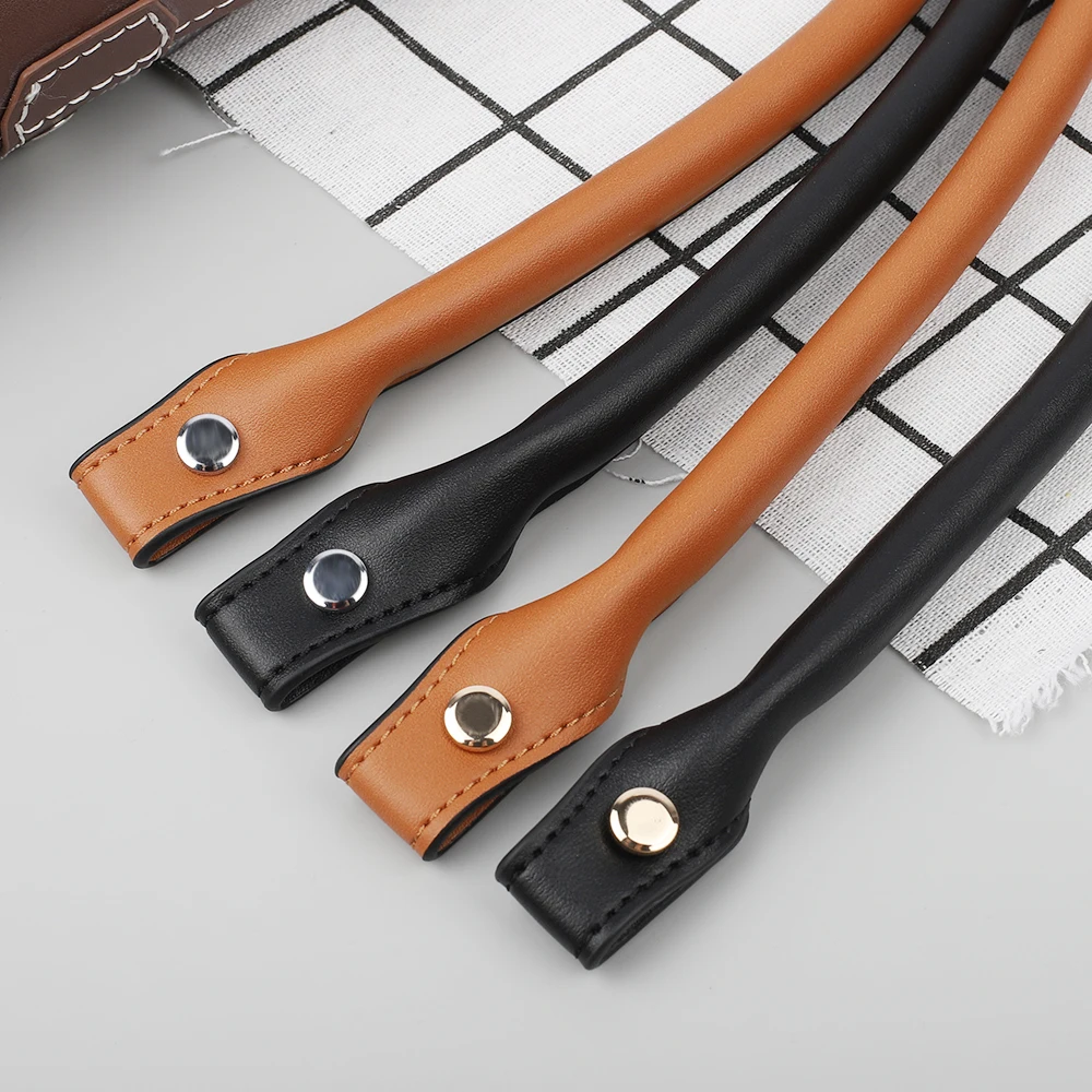 2PCS Bag Straps Synthetic Leather DIY Handmade Handles Black Brown Replacement Strap for Crossbody Shoulder Handbag Handle 53cm