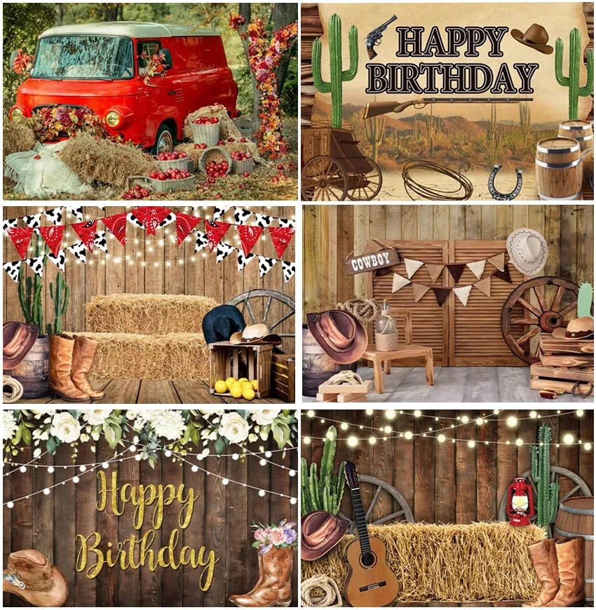 

Farm Barn Western Cowboys Photography Backdrops Warehouse Field Haystack Horse Child Portrait Backgrounds Photo Booth Banner