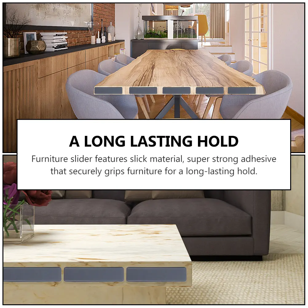 12Pcs Rectangular Furniture Slider Pads Self-Adhesive Moving Sliders for Tables Chairs Sofas Prevent Carpet Holes Effortless