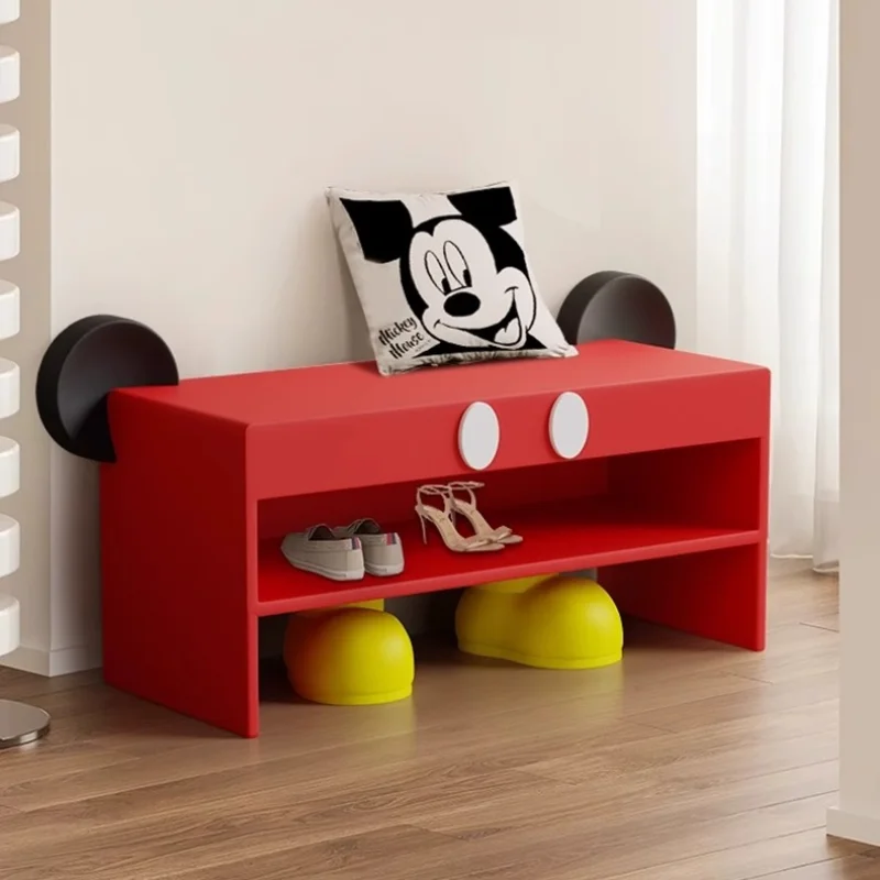 Mickey shoes stool cartoon porch shelf creative shoes cute shoe cabinet floor decoration at the entrance.