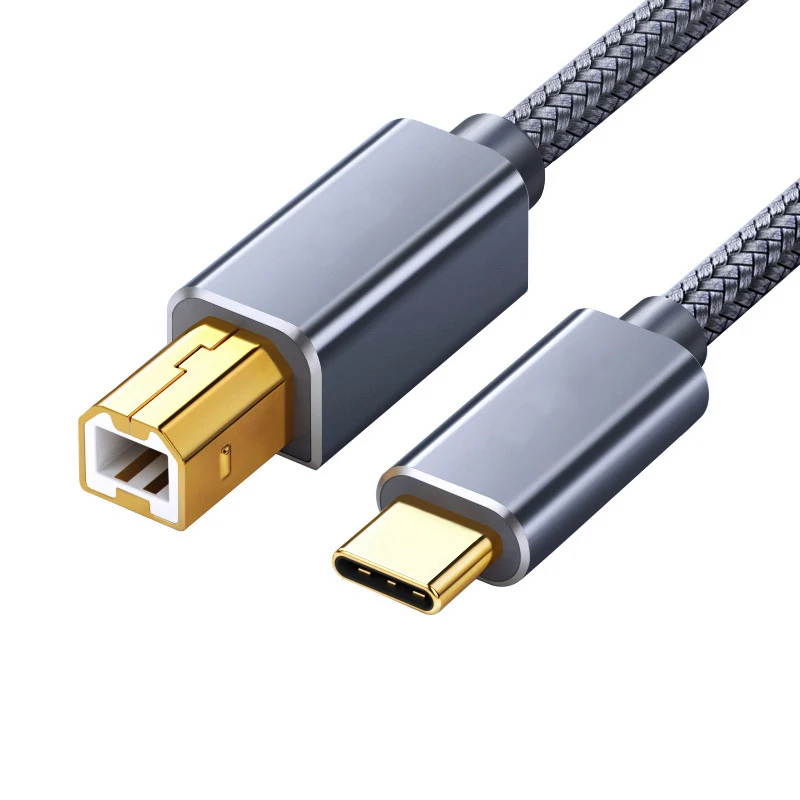 USB C To USB B 2.0 Printer Cable Braided Printer Scanner for Epson HP Canon Brother MacBook Pro Samsung MIDI Controlle Cable