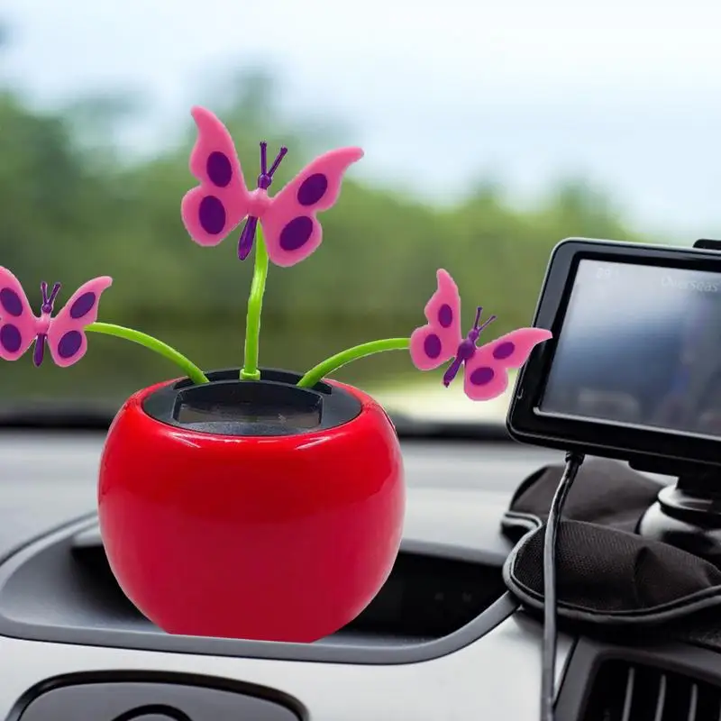 Solar powered Dancing Flower Toy Swinging Butterfly FlipFlap Animated Bobbleheads Dancer for Home and Vehicle Dashboard Display