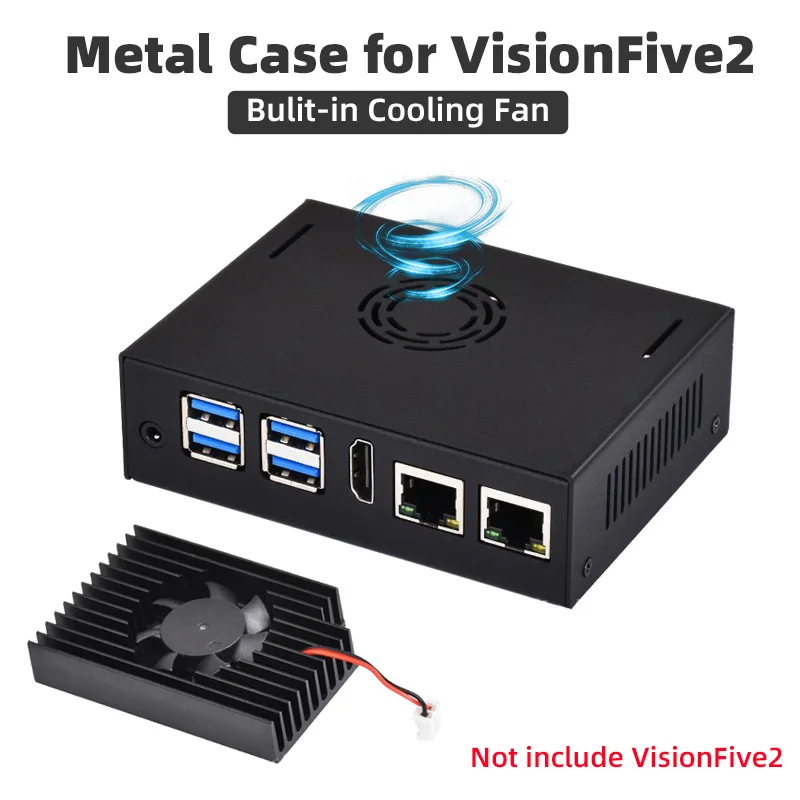 

VisionFive5 Metal Case with Built-in Cooling Fan Silicone Heatsink Active Passive Cooler Shell for VisionFive 2 Board