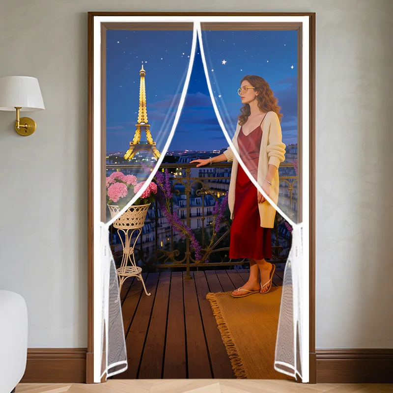 Magnetic Door Screen Mosquito Resistant Door Curtain Mosquito Net Auto Closing Screen Invisible Mesh Fiberglass Custom Size
