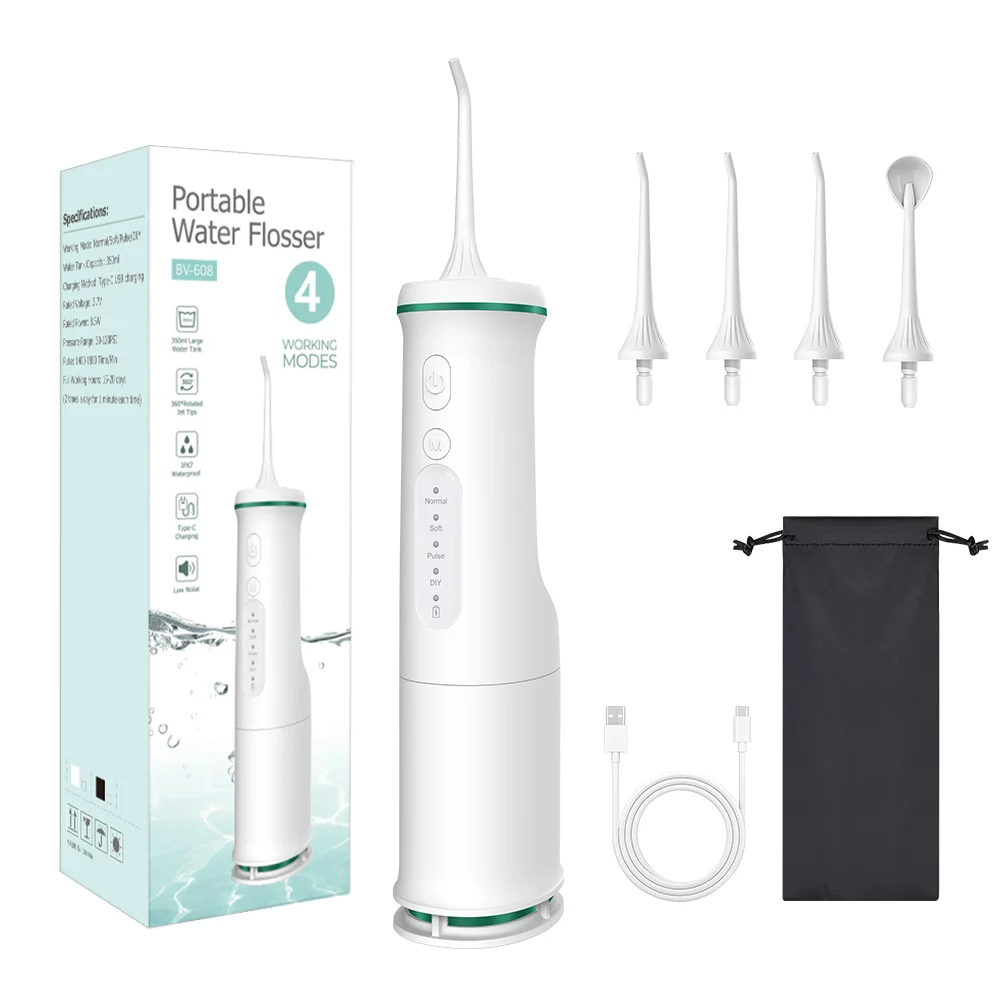 Cordless Water Flosser for Teeth Oral Irrigator with 350ML Water Tank Tartar Removal USB Rechargeable Dental Cleaner Oral Care