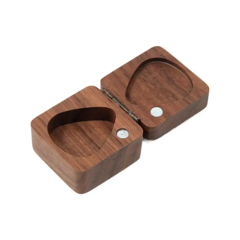 

Guitar Pick Holder Case Walnut Holder Box Guitar Pick Display Holder Case Square Wooden Storage Box Portable Guitar Accessories