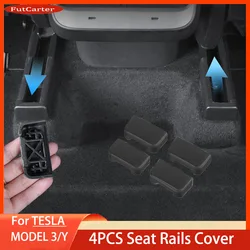 4pcs Seat Rail Cover Protector For Tesla Model 3 17-23Model Y 21-22 Accessories Front Rear End Pieces Backseat Slide Protection