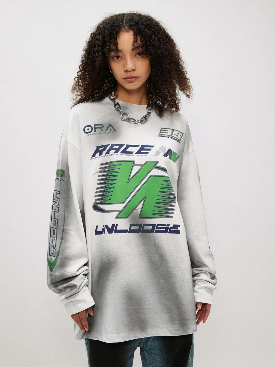 Distressed Grunge Gothic Sloth Printed Sweatshirts T-shirts for Women Men Streetwear Winter Spring Oversized Tops Pullover