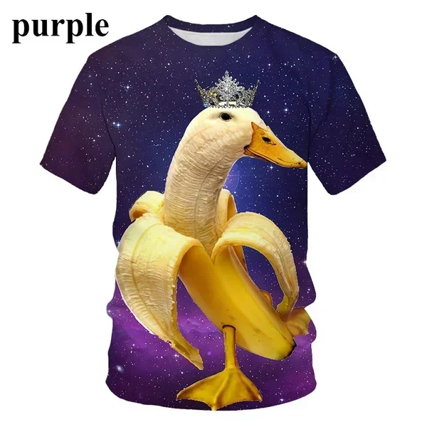 Interesting Men's Round Neck T-shirt, Banana 3D Printed Casual Short Sleeved T-shirt, Suitable for Both Men and Women, 2024