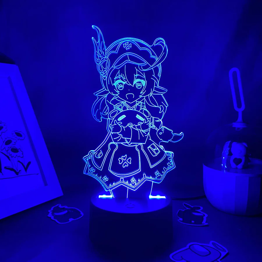 Genshin Impact Game Figure Klee 3D Lava Lamp Led Night Light Cool Kawaī Gift For Friend Bedroom Table Decor Manga Genshin Impact