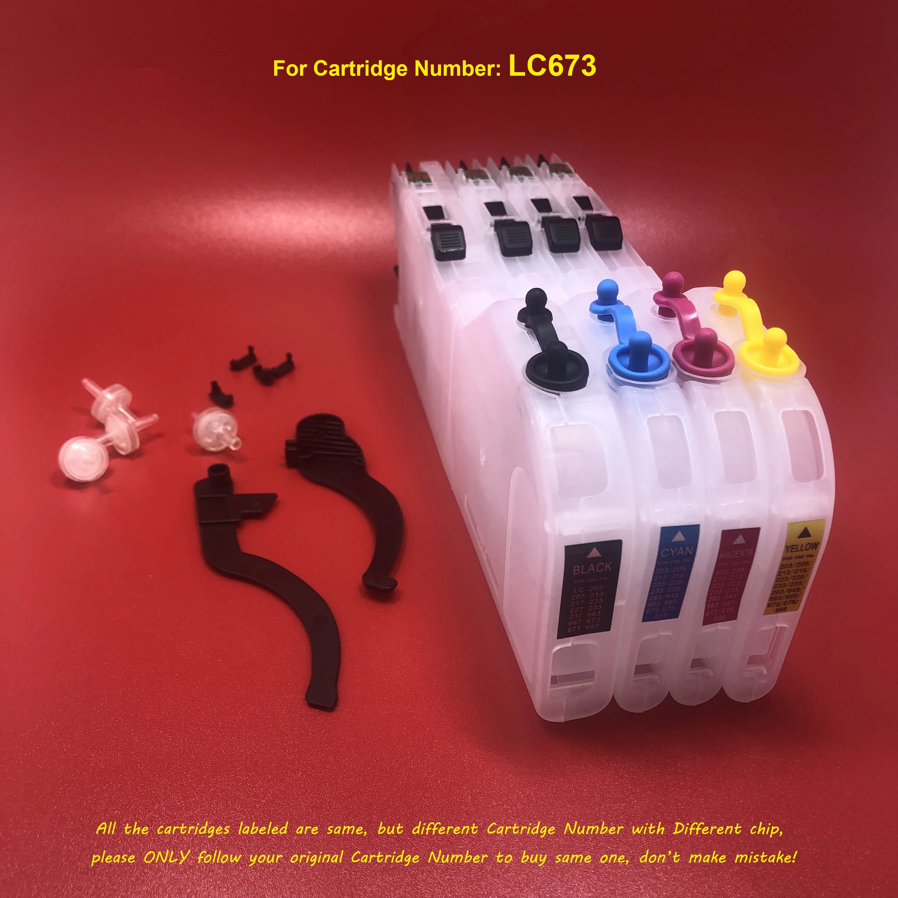 

1Set Long Empty LC673 Refillable ink cartridge with ARC for Brother MFC-J2320 MFC-J2720 Printer